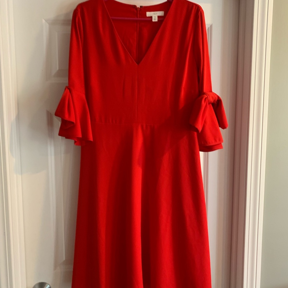 Red Bow Sleeve Cocktail Dress